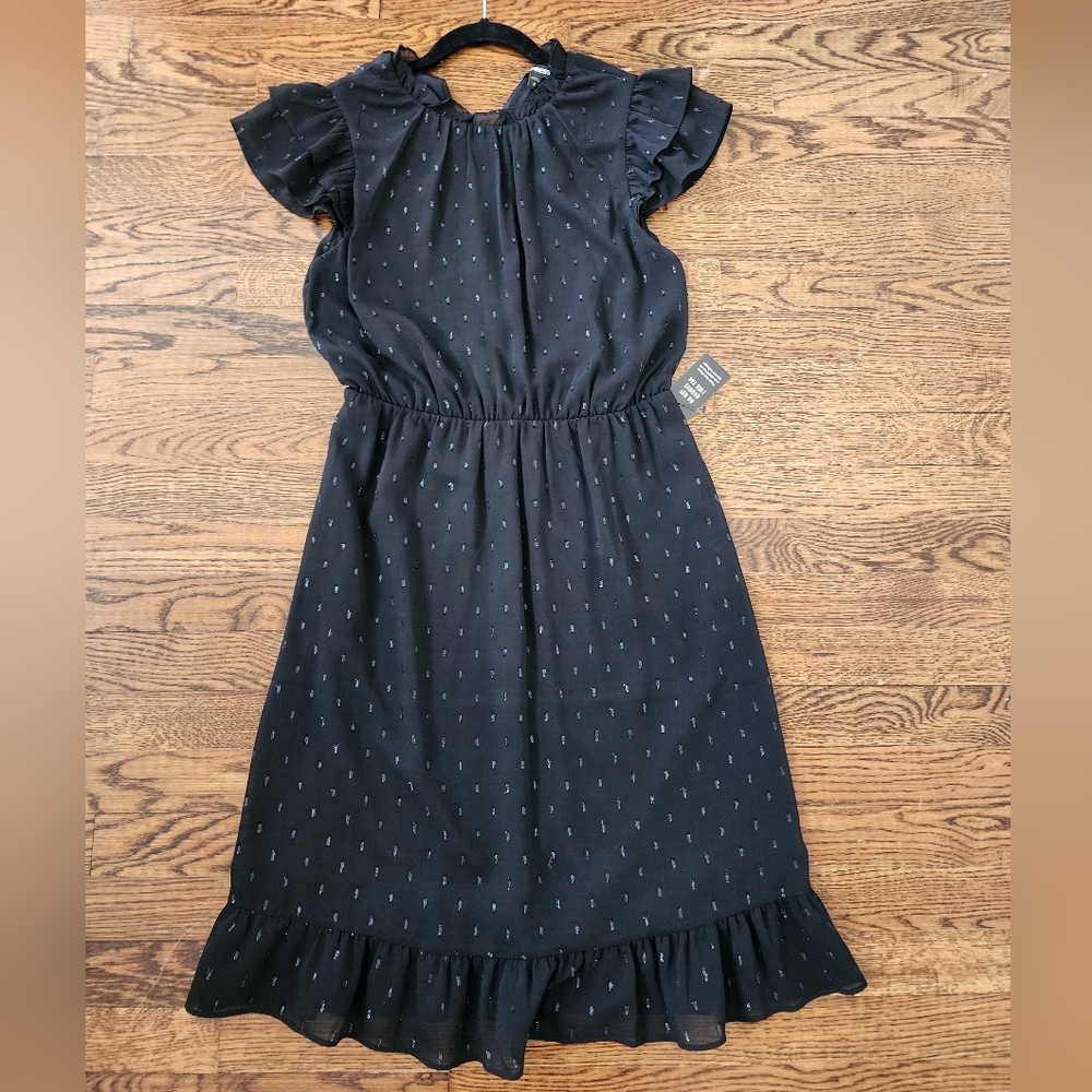 EXPRESS Ruffled Smocked Dress with subtle metallic Detail Womans Size S